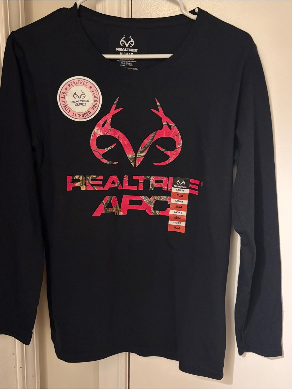 Realtree Black Long-Sleeve Tee with Pink Camo Logo